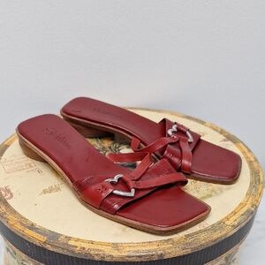 Brighton Red Leather Sandals with Silver Accents Sz 8.5